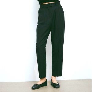 H&M Women’s Size US 16 Black Linen Blend Ankle Tapered Trouser Pant
